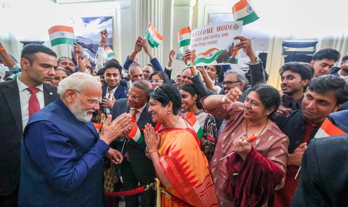 Politics, Diplomacy, Government PM receives a warm welcome by Indian diaspora on his arrival at a hotel in Rome, Italy on May 19, 2026. PM meets the Prime Minister of Italy, Ms. Giorgia Meloni on his arrival at Rome. Rome Italy Copyright: xSeshadrixSukumarx