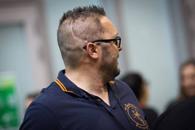 Victim Florian Devise pictured during the trial of P. and A. Falzone, at the Court of Appeal of Mons, on Wednesday 20 May 2026. The trial of the two men concerns the 2022 tragedy in Strepy-Bracquegnies, where a car plowed into a carnival parade around 5:00. Six people died at the scene, and a seventh months later in the hospital. P. Falzone is charged with seven murder and 81 attempted murder. A. Falzone with failure to render aid to a person in danger. It is the third week of the trial with some more witness.  VIRGINIExLEFOUR 174480002
