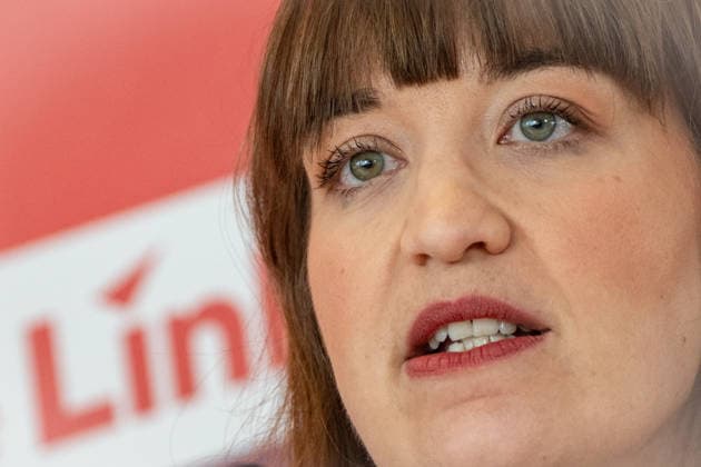 Parliamentary group leader Heidi Reichinnek during her press statement The Left Party statement in the German Bundestag at the beginning of the session week, Berlin Berlin Germany LOCATION