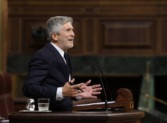 First control session to the Government in the Congress after Zapateros imputation The Minister of the Interior, Fernando Grande Marlaska, during a control session to the Government, in the Congress of Deputies, on May 20, 2026, in Madrid Spain The Government faces the first control session after the imputation of Zapatero for alleged crimes of criminal organization and influence peddling and the Andalusian elections. In addition, Marlaska will face the opposition after the death of two civil guards in Huelva and the deputies will vote on whether or not to extend the military embargo to Israel to the police material that it can use in Palestine 20 MAY 2026 Marta Ferná Madrid Madrid Madrid Spain  Copyright: xMartaxFernandezx 7536576