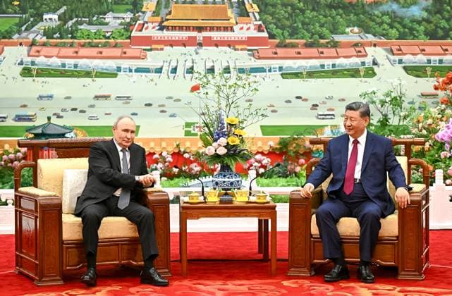 China Russia 9169896 20.05.2026 Russian President Vladimir Putin and Chinese President Xi Jinping attend an informal meeting at the Great Hall of the People in Beijing, China. Kristina Solovyova Sputnik Beijing China  Copyright: xKristinaxSolovyovax