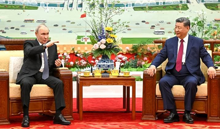China Russia 9169899 20.05.2026 Russian President Vladimir Putin and Chinese President Xi Jinping attend an informal meeting at the Great Hall of the People in Beijing, China. Kristina Solovyova Sputnik Beijing China  Copyright: xKristinaxSolovyovax