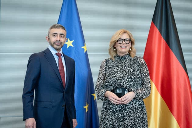 Julia Klöckner, Sheikh Abdullah bin Zayed Al Nahyan Berlin, President of the Bundestag, Julia Klöckner, Foreign Minister UAE, Sheikh Abdullah bin Zayed Al Nahyan, Reichstag Building Berlin Berlin GER