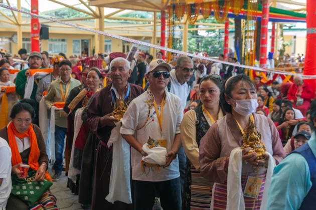 May 20, 2026, Palampur, Dharamshala, India: Members of Central Dokham Chushi Gangdrug and Himalayan Buddhist Cultural Association standing with offering during a Long Life Prayer offered to Tibetan spiritual Leader the Dalai Lama by Central Dokham Chushi Gangdrug and Himalayan Buddhist Cultural Association at the Main Tibetan Temple in Mcleodganj, Dharamshala ..NOTE: EDITORIAL USE ONLY. Palampur India  - ZUMAb235 20260520_zip_b235_013 Copyright: xShaileshxBhatnagarx