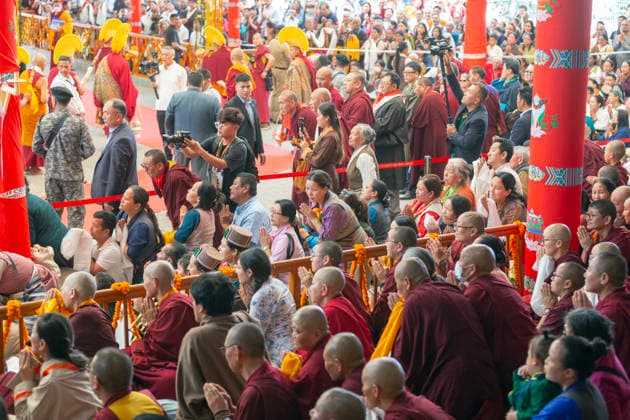 May 20, 2026, Palampur, Dharamshala, India: Tibetan in exile and tibetan followers watching to Tibetan spiritual Leader the Dalai Lama (not in picture) leaving the temple after end of a long life prayer offered to him by Central Dokham Chushi Gangdrug and Himalayan Buddhist Cultural Association at the Main Tibetan Temple in Mcleodganj, Dharamshala ..NOTE: EDITORIAL USE ONLY. Palampur India - ZUMAb235 20260520_zip_b235_018 Copyright: xShaileshxBhatnagarx