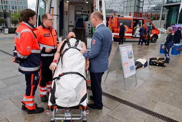 Germany, Berlin,Federal Minister of the Interior Alexander Dobrindt presents civil protection pact and hands over 13 emergency vehicles for civil protection
