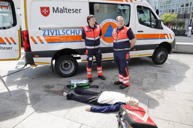 Germany, Berlin,Federal Minister of the Interior Alexander Dobrindt presents civil protection pact and hands over 13 emergency vehicles for civil protection