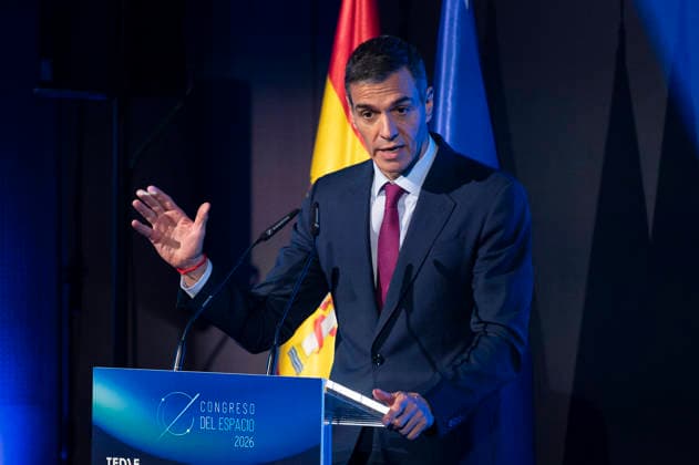 Pedro Sanchez at the official closing ceremony of the Space 2026 Congress in Madrid - 20 May 2026 The President of the Government, Pedro Sanchez speaks during the official closing ceremony of the Space 2026 Congress, at the Mutua Madrilena Auditorium. Madrid Spain Copyright: xAtilanoxGarciax xSOPAxImagesx photos19547