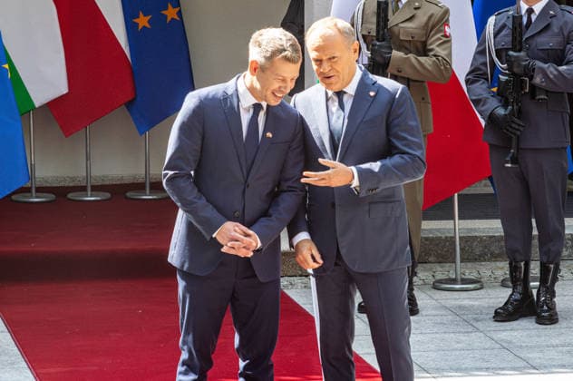 May 20, 2026, Warsaw, Poland: New Hungarian Prime Minister, Peter Magyar and Polish Prime Minister, Donald Tusk seen during their meeting at the Polish Prime Minister s residence. On the morning of Wednesday, the 20th of May, on his first foreign visit, the new Prime Minister of Hungary, Peter Magyar, meets with Polish Prime Minister Donald Tusk. The visit symbolically marks the opening of a new phase in Budapest s relations with Europe. During the meeting the Prime Ministers discuss Magyar s victory in the recent Hungarian elections, the Polish-Hungarian relationship, and the issue of Zbigniew Ziobra and Marcin Romanowski - two Polish politicians evading prosecution in Poland by hiding in Hungary. After the meeting, Peter Magyar meets with - ZUMAs197 20260520_aaa_s197_264 Copyright: xNeilxMiltonx