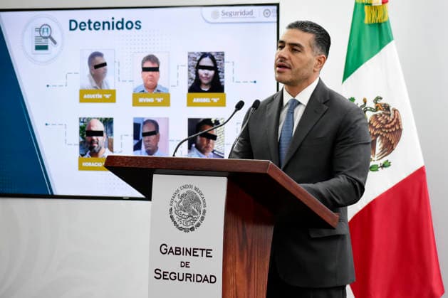 Mexico s Secretary of Security, Omar Garcia Harfuch News Conference Secretary of Security and Citizen Protection, Omar Garcia Harfuch speaks during a press conference about the latest arrests in the State of Morelos, related to extortion and organized crime. on May 20, 2026 in Mexico City, Mexico. (Photo by Luis Barron Eyepix Group). Copyright: xLuisxBarronx xEyepixxGroupx LB_20052026_184551