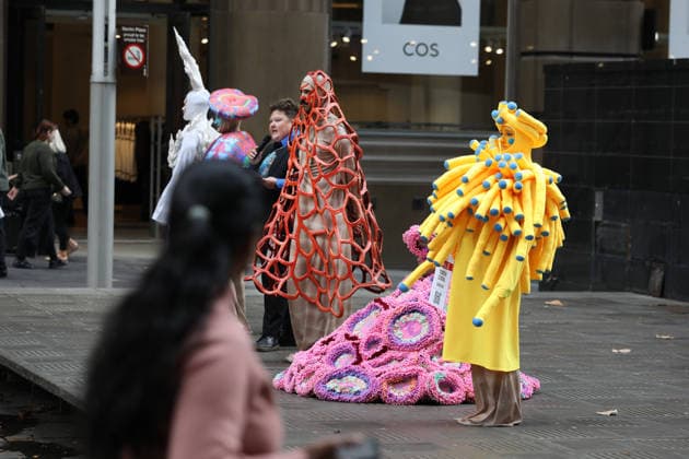 GREAT BARRIER REEF CORAL EXPORTS, Activist dressed as wild coral performing during the launch of an Australian Marine Conservation Society campaign to stop the Great Barrier ReefÕs commercial wild live coral exports, Sydney, Thursday, May 21, 2026.court. ( NO ARCHIVING SYDNEY NEW SOUTH WALES AUSTRALIA  Copyright: xJANExDEMPSTERx 20260521194787936421