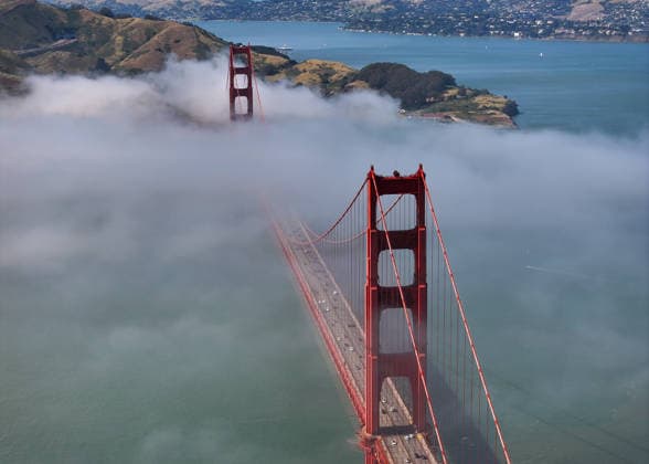 Foggy weather at San Francisco s Golden Gate Bridge SAN FRANCISCO, CA - MAY 20: An aerial view of Golden Gate Bridge during foggy weather in San Francisco, California on May 20, 2026. Tayfun Coskun Anadolu San Francisco United States. Editorial use only. Please get in touch for any other usage.  Copyright: x2026xAnadoluxTayfunxCoskunx