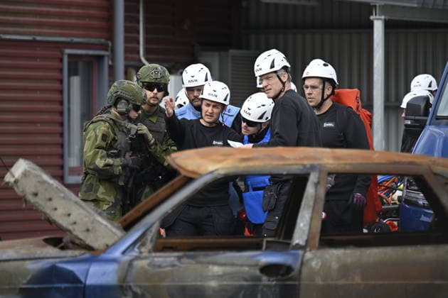 REVINGE, SWEDEN 20260521 Military and civil defense exercises after bomb and missile attacks The visit to MCF was part of the NATO meeting in Helsingborg REVINGE SWEDEN x50090x  Copyright: xJohanxNilsson TTx NATOS UTRIKESMINISTERMÖTE REVINGE s-1S1O-pddg