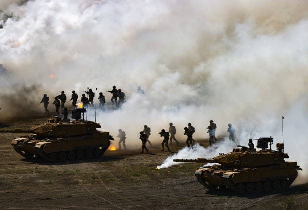 Turkish Armed Forces hosts massive EFES-2026 combined joint military exercise IZMIR, TURKIYE - MAY 21: A view of the daytime activities as part of the Distinguished Observer Day of the EFES-2026 Exercise, one of the largest combined joint exercises of the Turkish Armed Forces (TSK) in Izmir, Turkiye, on May 21, 2026. Over 10,000 personnel from 50 countries participate in the EFES-2026 Exercise, which aims to develop the military capabilities of joint headquarters and units formed with participant country elements and to maintain combat readiness to cover all assigned tasks. Mehmet Emin Menguarslan Anadolu Izmir Turkey. Editorial use only. Please get in touch for any other usage.  Copyright: x2026xAnadoluxMehmetxEminxMenguarslanx