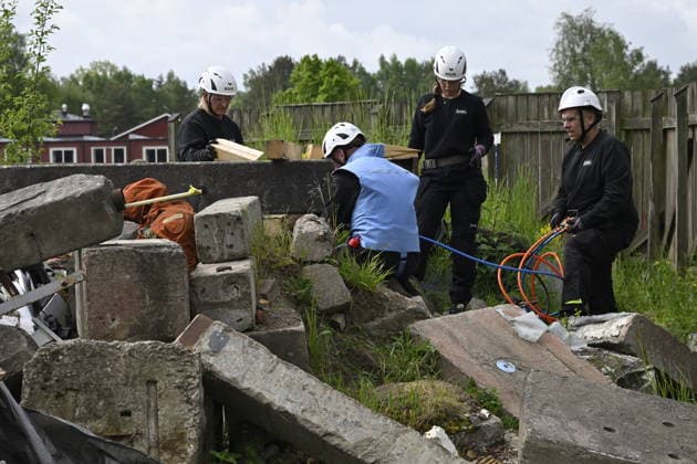 REVINGE, SWEDEN 20260521 Military and civil defense exercises after bomb and missile attacks The visit to MCF was part of the NATO meeting in Helsingborg REVINGE SWEDEN x50090x  Copyright: xJohanxNilsson TTx NATOS UTRIKESMINISTERMÖTE REVINGE IJcM9cZVJV0