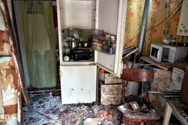 RECORD DATE NOT STATED Russian Drone Attack on Odesa Leaves People Injured A kitchen covered with debris and household appliances heavily damaged by the blast wave is seen inside a private residential house destroyed as a result of a Russian drone attack in Odesa, Ukraine, on May 20, 2026. During the night of May 20, the city came under a massive attack by Russian strike drones. The attack caused destruction of residential buildings, fires at commercial facilities, and damage to critical infrastructure. One civilian was injured Photo by Nina Liashonok Ukrinform ABACAPRESS.COM Odesa Ukraine  Copyright: xLyashonokxNina Ukrinform ABACAx