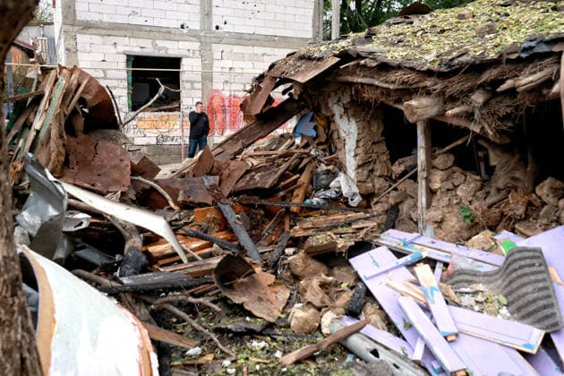 RECORD DATE NOT STATED Russian Drone Attack on Odesa Leaves People Injured A private residential house destroyed as a result of a Russian drone attack is seen in Odesa, Ukraine, on May 20, 2026. During the night of May 20, the city came under a massive attack by Russian strike drones. The attack caused destruction of residential buildings, fires at commercial facilities, and damage to critical infrastructure. One civilian was injured Photo by Nina Liashonok Ukrinform ABACAPRESS.COM Odesa Ukraine  Copyright: xLyashonokxNina Ukrinform ABACAx