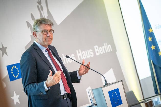 Wolfram Weimer, Minister of State for Culture and the Media, opens with a welcome address and comments on anti-Semitism in the cultural sector and the regulation of social media Event organized by the Cultural Integration Initiative to mark the Cohesion in Diversity Action Day, Berlin Berlin Deutschland Europäisches Haus