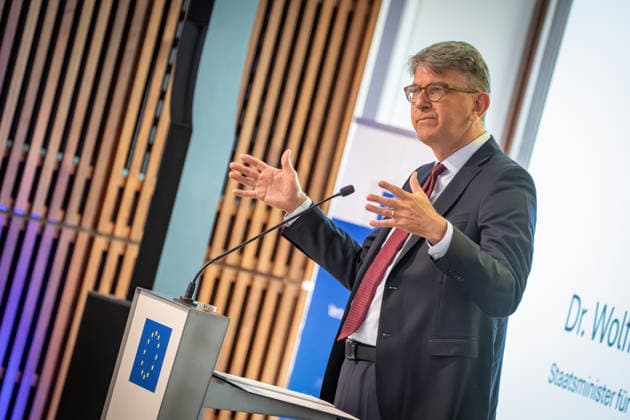 Wolfram Weimer, Minister of State for Culture and the Media, opens with a welcome address and comments on anti-Semitism in the cultural sector and the regulation of social media Event organized by the Cultural Integration Initiative to mark the Cohesion in Diversity Action Day, Berlin Berlin Deutschland Europäisches Haus