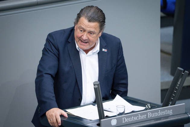 German Bundestag, 80th plenary session Stephan Brandner AfD in portrait during his speech on the agenda item Establishment of a UA attack on the Nordstream pipelines at the 80th session of the German Bundestag in Berlin, 21 05 2026 Berlin Berlin Germany