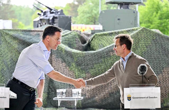 REVINGE, SWEDEN 20260521 NATO Secretary General Mark Rutte and Prime Minister Ulf Kristersson M hold a press conference during a visit to the Civil Defense Agency MCF in Revinge, as part of the NATO meeting in Helsingborg REVINGE SWEDEN x50090x  Copyright: xJohanxNilsson TTx NATOS UTRIKESMINISTERMÖTE REVINGE u3lfQBI1DB8