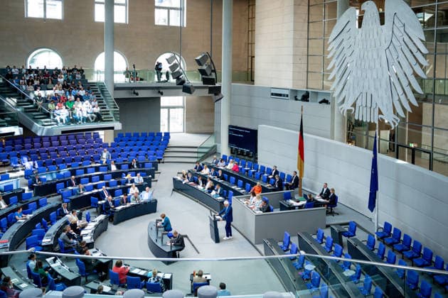 German Bundestag, 80th plenary session Symbolic image of the plenary chamber at the 80th session of the German Bundestag in Berlin Berlin Germany