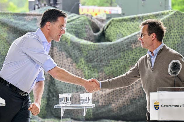 Mark Rutte, Secretary General of NATO, and Ulf Kristersson, Prime Minister of Sweden, hold a press conference during a visit to the Swedish Civil Defence and Resilience Agency in Revinge, Lund, in Sweden on May 21, 2026, as part of the NATO meeting in Helsingborg, Sweden, May 21 22 2026 REVINGE SWEDEN x50090x  Copyright: xJohanxNilsson TTx NATO FOREIGN MINISTERS MEETING SWEDEN yxljle2fIBI