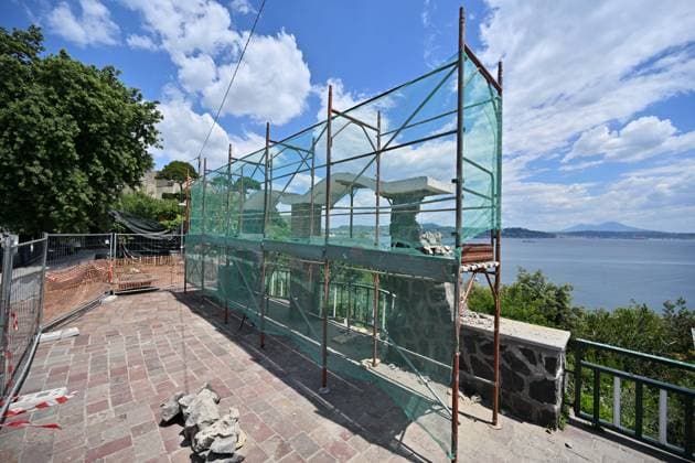 Photo IPP Felice De Martino Bacoli Naples 21 05 2026 Earthquake tremor in the Phlegraean Fields area in the photo a scaffolding for safety work after the partial collapse of the Belvedere Arch of Baia named after Maurizio Valenzi Italy Photo Press World Copyrigh