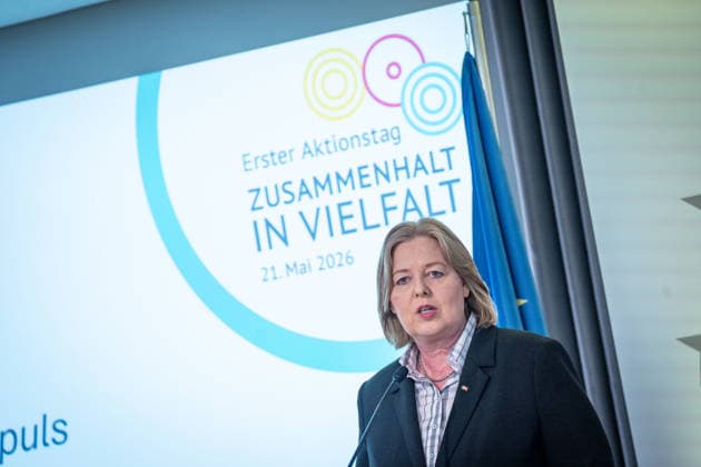 Bärbel Bas, Federal Minister of Labor and Social Affairs, gives a speech Event organized by the Cultural Integration Initiative on the occasion of the Day of Action Cohesion in Diversity, Berlin Berlin Germany European House
