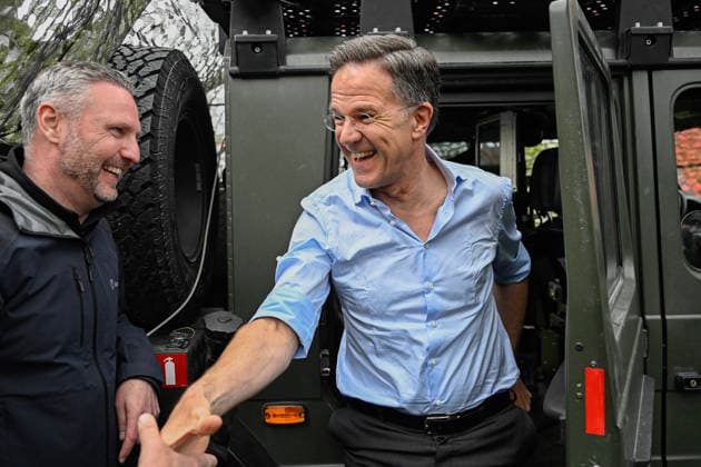 Mark Rutte, Secretary General of NATO, after testing a system to shoot down drones during his visit to the Swedish Civil Defence and Resilience Agency in Revinge, Lund, in Sweden on May 21, 2026, as part of the NATO meeting in Helsingborg, Sweden, May 21 22 2026 REVINGE SWEDEN x50090x  Copyright: xJohanxNilsson TTx NATO FOREIGN MINISTERS MEETING SWEDEN mwdFQb12I3M