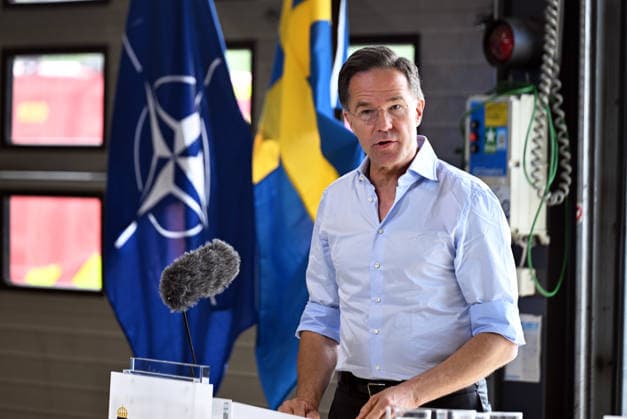 Mark Rutte - Ulf Kristersson joint press conference in Sweden REVINGEBY, SWEDEN - MAY 21: NATO Secretary General Mark Rutte and Swedish Prime Minister Ulf Kristersson (not seen) hold a joint press conference at the Swedish Civil Defense and Resilience Agency training center in Revingeby, Sweden on May 21, 2026 as part of NATO Foreign Ministers Meeting. Dursun Aydemir Anadolu Revingeby Sweden. Editorial use only. Please get in touch for any other usage.  Copyright: x2026xAnadoluxDursunxAydemirx