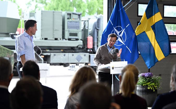 Mark Rutte - Ulf Kristersson joint press conference in Sweden REVINGEBY, SWEDEN - MAY 21: NATO Secretary General Mark Rutte and Swedish Prime Minister Ulf Kristersson hold a joint press conference at the Swedish Civil Defense and Resilience Agency training center in Revingeby, Sweden on May 21, 2026 as part of NATO Foreign Ministers Meeting. Dursun Aydemir Anadolu Revingeby Sweden. Editorial use only. Please get in touch for any other usage.  Copyright: x2026xAnadoluxDursunxAydemirx