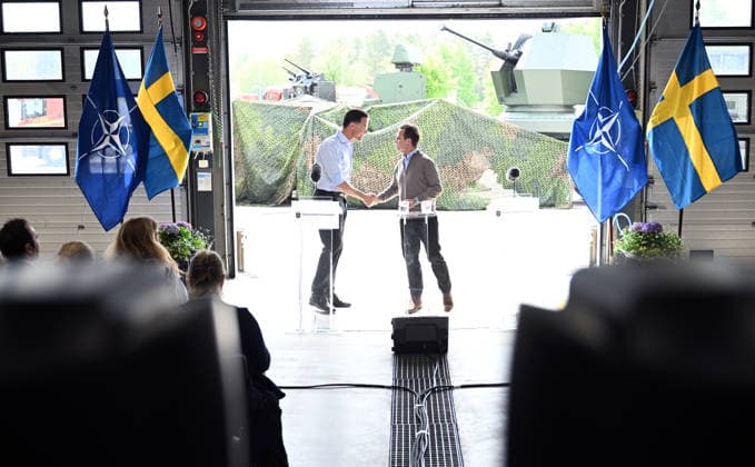 Mark Rutte - Ulf Kristersson joint press conference in Sweden REVINGEBY, SWEDEN - MAY 21: NATO Secretary General Mark Rutte and Swedish Prime Minister Ulf Kristersson hold a joint press conference at the Swedish Civil Defense and Resilience Agency training center in Revingeby, Sweden on May 21, 2026 as part of NATO Foreign Ministers Meeting. Dursun Aydemir Anadolu Revingeby Sweden. Editorial use only. Please get in touch for any other usage.  Copyright: x2026xAnadoluxDursunxAydemirx