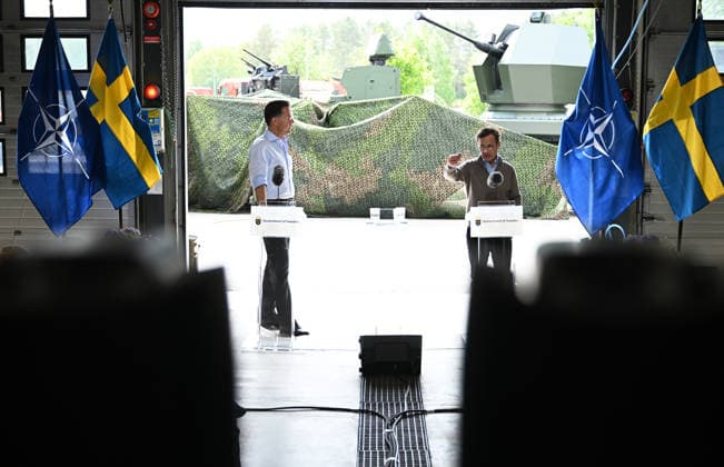 Mark Rutte - Ulf Kristersson joint press conference in Sweden REVINGEBY, SWEDEN - MAY 21: NATO Secretary General Mark Rutte and Swedish Prime Minister Ulf Kristersson hold a joint press conference at the Swedish Civil Defense and Resilience Agency training center in Revingeby, Sweden on May 21, 2026 as part of NATO Foreign Ministers Meeting. Dursun Aydemir Anadolu Revingeby Sweden. Editorial use only. Please get in touch for any other usage.  Copyright: x2026xAnadoluxDursunxAydemirx
