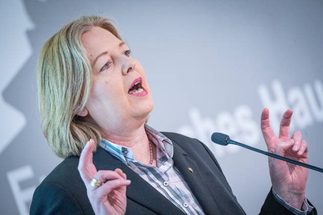 Bärbel Bas, Federal Minister of Labor and Social Affairs, gives a speech Event organized by the Cultural Integration Initiative on the occasion of the Day of Action Cohesion in Diversity, Berlin Berlin Germany European House
