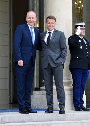Emmanuel Macron Welcomes Micheal Martin Prime Minister Of Ireland - Paris French President Emmanuel Macron welcomes Micheal Martin Prime Minister of Ireland at the Elysee presidential palace in Paris, France on May 21, 2026. Photo by Alain Apaydin ABACAPRESS.COM Paris Ile-de-France France  Copyright: xApaydinxAlain ABACAx