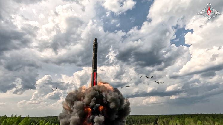 MAY 21, 2026: A RS-24 Yars missile system crew takes part in a nuclear exercise held by the Russian and Belarusian Armed Forces. Video grab. Best quality available. Russian Defence Ministry TASS  92832370