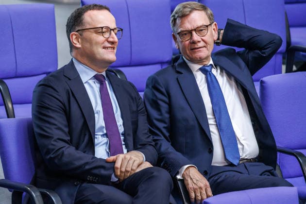 Bundestag Jens Spahn CDU and Johann Wadephul CDU , Federal Minister for Foreign Affairs in the German Bundestag on 21 05 26 in Berlin Berlin Berlin Germany Bundestag