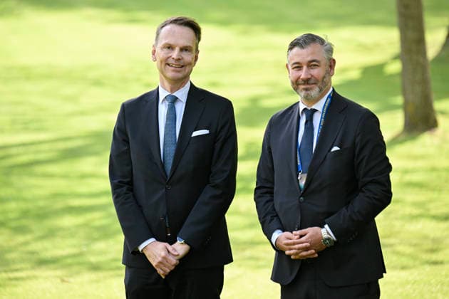 HELSINGBORG , SWEDEN 20260521 Peter Danielsson, County Governor of Skane County, and Christian Orsing M , Chairman of the Municipal Board of Helsingborg, arrive for dinner at Sofiero Castle in Helsingborg on Thursday evening during the NATO Foreign Ministers Meeting HELSINGBORG SWEDEN x50090x  Copyright: xJohanxNilsson TTx NATOS UTRIKESMINISTERMÖTE SOFIERO EG7Akrd8_f8