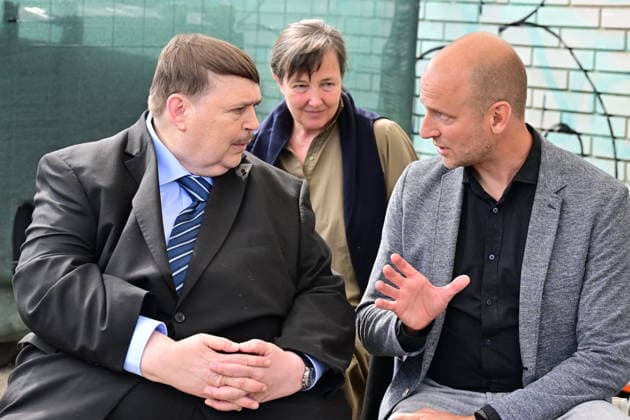 Memorial service for Holocaust held at site from which Jewish transports departed from Brno, kicking off Meeting Brno festival, attended by Sudeten German leader Bernd Posselt (pictured left) in Brno, Czech Republic, May 21, 2026. (CTKxPhoto VaclavxSalek) CTKPhotoP2026052106480  CTKPhotoP2026052106480