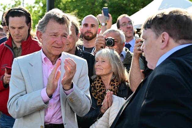 Memorial service for Holocaust held at site from which Jewish transports departed from Brno, kicking off Meeting Brno festival, attended by from left front Nicholas Winton s son Nick Winton (pictured) and Sudeten German leader Bernd Posselt in Brno, Czech Republic, May 21, 2026. (CTKxPhoto VaclavxSalek) CTKPhotoP2026052107946  CTKPhotoP2026052107946