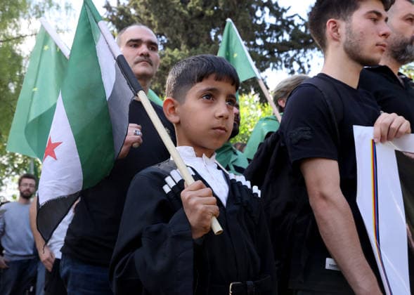 Damascus marks 162nd anniversary of the 1864 Circassian Exile DAMASCUS, SYRIA - MAY 21: Around 200 members of the Circassian community carrying Circassian and Syrian flags gather at Umayyad Park to commemorate the 162nd anniversary of the 1864 Circassian Exile, in Damascus, Syria on May 21, 2026. Izz Aldien Alqasem Anadolu Damascus Syria. Editorial use only. Please get in touch for any other usage.  Copyright: x2026xAnadoluxIzzxAldienxAlqasemx