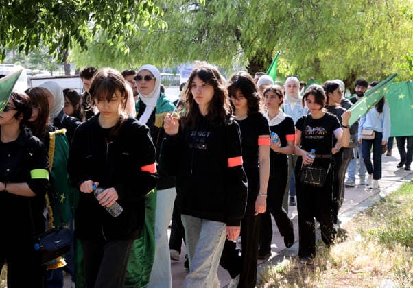 Damascus marks 162nd anniversary of the 1864 Circassian Exile DAMASCUS, SYRIA - MAY 21: Around 200 members of the Circassian community carrying Circassian and Syrian flags gather at Umayyad Park to commemorate the 162nd anniversary of the 1864 Circassian Exile, in Damascus, Syria on May 21, 2026. Izz Aldien Alqasem Anadolu Damascus Syria. Editorial use only. Please get in touch for any other usage.  Copyright: x2026xAnadoluxIzzxAldienxAlqasemx