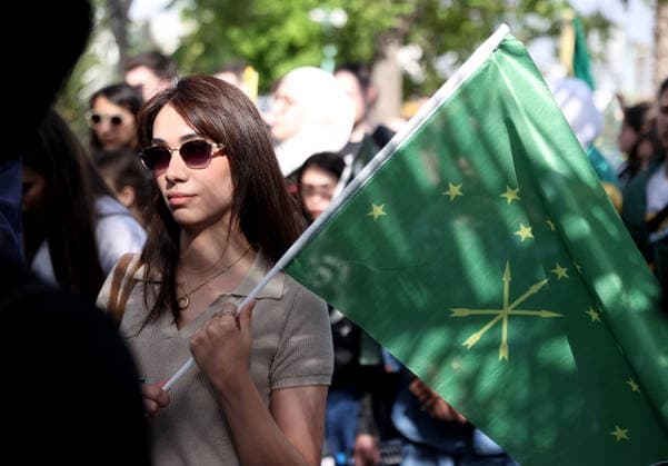 Damascus marks 162nd anniversary of the 1864 Circassian Exile DAMASCUS, SYRIA - MAY 21: Around 200 members of the Circassian community carrying Circassian and Syrian flags gather at Umayyad Park to commemorate the 162nd anniversary of the 1864 Circassian Exile, in Damascus, Syria on May 21, 2026. Izz Aldien Alqasem Anadolu Damascus Syria. Editorial use only. Please get in touch for any other usage.  Copyright: x2026xAnadoluxIzzxAldienxAlqasemx