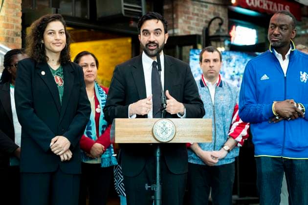 May 21, 2026, New York City, New York, United States: New York City Mayor ZOHRAN MAMDANI (D) speaking at a press conference about tickets for the FIFA World Cup, at the Harlem Tavern in New York City. New York City United States  - ZUMAb161 20260521_aap_b161_002 Copyright: xMichaelxBrochsteinx