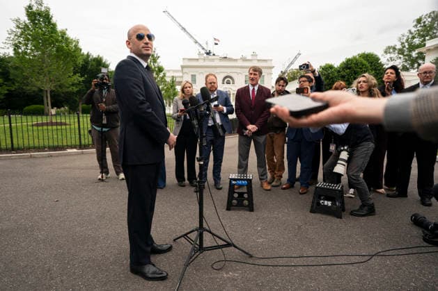 The White House WASHINGTON, DC - MAY 21: Stephen Miller, deputy White House chief of staff for policy, speaks to members of the media on May 21, 2026 at the White House in Washington, D.C. (Photo by Al Drago for The Washington Post) Washington DC United States  Copyright: xPool ABACAx
