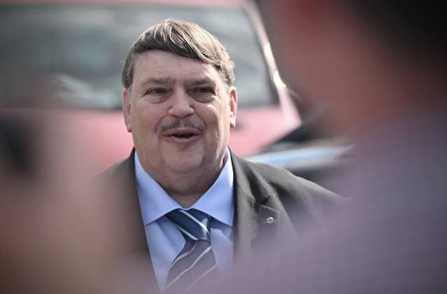 Memorial service for Holocaust held at site from which Jewish transports departed from Brno, kicking off Meeting Brno festival, attended by Sudeten German leader Bernd Posselt (pictured) in Brno, Czech Republic, May 21, 2026. (CTKxPhoto PetrxSvancara) CTKPhotoF202605210030901  CTKPhotoF202605210030901