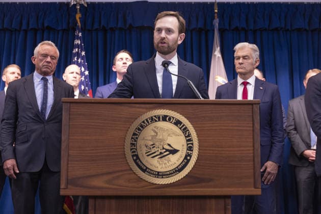 Federal authorities address Medicaid fraud charges in Minneapolis MINNESOTA, UNITED STATES - MAY 21: Vice Chair of the White House Task Force to Eliminate Fraud, Andrew Ferguson, speaks to the media about alleged Medicaid fraud and charges that were brought up on 15 individuals at the Federal Courthouse in Minneapolis, Minnesota, United States, on May 21, 2026. Christopher Juhn Anadolu Minnesota United States. Editorial use only. Please get in touch for any other usage.  Copyright: x2026xAnadoluxChristopherxJuhnx