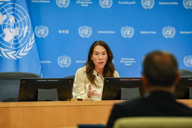 May 21, 2026, New York, New York, USA: VANESSA FRAZIER, Special Representative of the Secretary-General for Children and Armed Conflict, holds her first press briefing in the role at UNHQ following a recent mission to Haiti, warning that children are bearing the brunt of armed violence, displacement and lack of protection, with girls facing heightened risk of exploitation and abuse. New York USA  - ZUMAo116 20260521_znp_o116_017 Copyright: xBiancaxOterox
