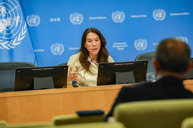 May 21, 2026, New York, New York, USA: VANESSA FRAZIER, Special Representative of the Secretary-General for Children and Armed Conflict, holds her first press briefing in the role at UNHQ following a recent mission to Haiti, warning that children are bearing the brunt of armed violence, displacement and lack of protection, with girls facing heightened risk of exploitation and abuse. New York USA  - ZUMAo116 20260521_znp_o116_018 Copyright: xBiancaxOterox